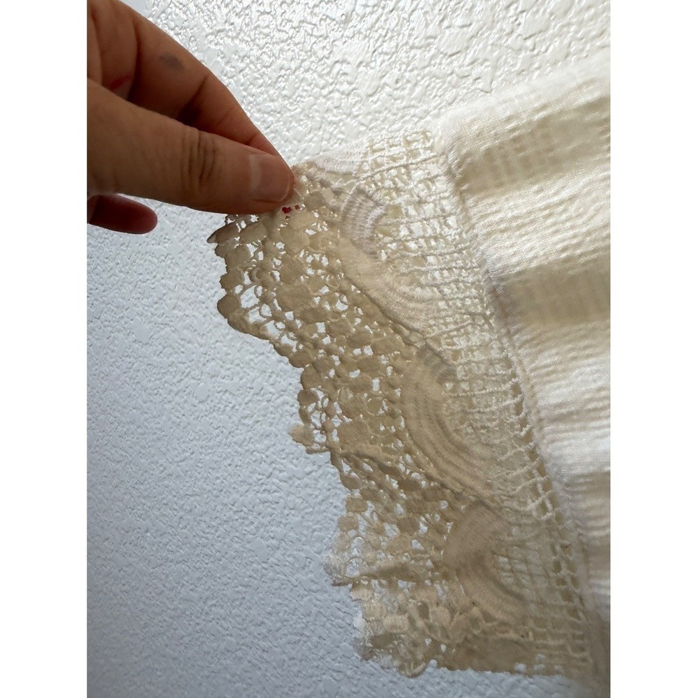 Thomas Olivia Plus‎ Size 1X Ivory Cream Lace Trim Boho Bell Sleeve Blouse Top - Picture 9 of 16